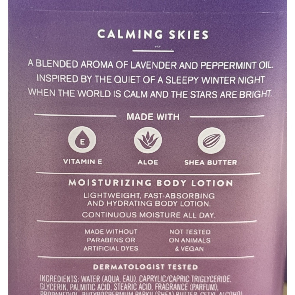 Bath & Body Works Calming Skies Lavender & Peppermint 4 Piece Body Care Set - Picture 7 of 9